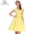 Grace Karin Atacado Mulheres Vestidos de verão Cap Sleeve Short 50s 60s vestido Vintage Retro Party Dress CL6087-6